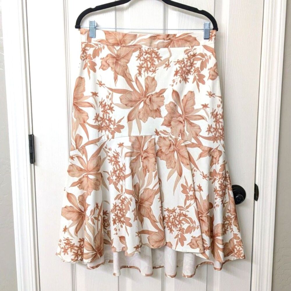 Antonio Melani Brown Floral Ruffle Flounce Skirt | SZ 10